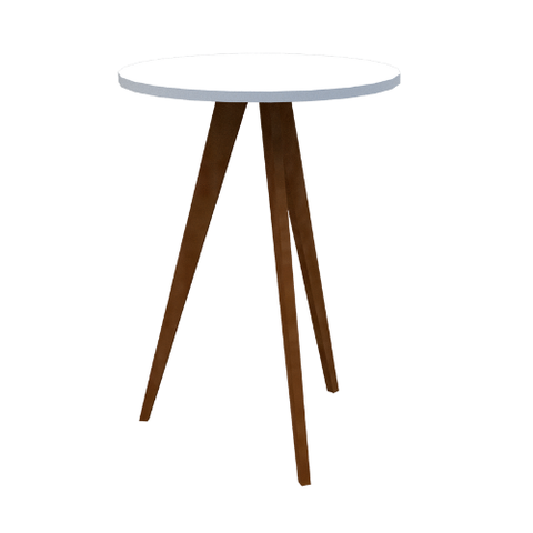 Mesa Lateral Redonda Pequena Baixa Urban Madeira e Mdf Branca 33x53x33 Donna 0101mrb01
