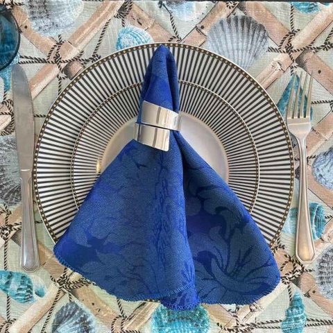 Kit 20 Guardanapo em Jacquard Azul Royal 40x40cm - Atacado