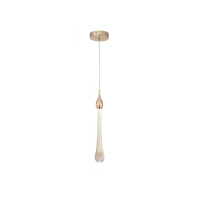 Pendente Gota Cristal Dourado LED 5W 3000K Bivolt