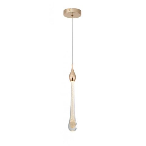 Pendente Gota Cristal Dourado LED 5W 3000K Bivolt