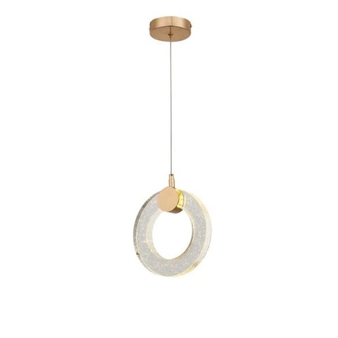 Pendente Arco Cristal Bolha e Metal Dourado LED 6W 3000K Bivolt