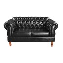 Ver imagem 4 de Conjunto Sofá Namoradeira Chesterfield Com Capitonê 2 Lugares E Poltrona Duquesa - Couríssimo Preto