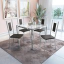Ver imagem 1 de Conjunto Mesa Reno Tampo de Vidro Incolor com 4 Cadeiras Cromada/preto