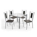 Ver imagem 2 de Conjunto Mesa Reno Tampo de Vidro Incolor com 4 Cadeiras Cromada/preto