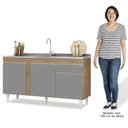 Ver imagem 5 de Balcão Gabinete com Pia Inox 150cm 3 Portas 1 Gaveta Dakota Castanho/Cinza - Lumil Lumil Móveis