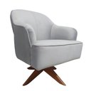 Ver imagem 3 de 02 Poltronas Decorativas em Veludo Cinza com Base Giratória em Madeira Maciça Sol Harmônica Mó
