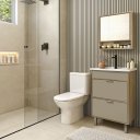 Ver imagem 1 de ​conjunto Banheiro Luca 60cm Armário Completo Gabinete Cuba Espelheira