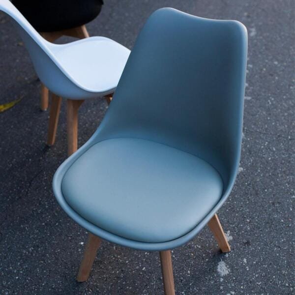 Kit 4 Cadeiras Mesa Sala de Jantar Saarinen Design Leda Wood Branca - Cinza - 5
