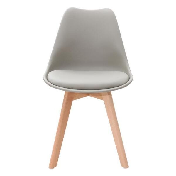 Kit 4 Cadeiras Mesa Sala de Jantar Saarinen Design Leda Wood Branca - Cinza - 2
