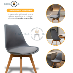 Kit 4 Cadeiras Mesa Sala de Jantar Saarinen Design Leda Wood Cinzas - 4