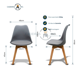 Kit 4 Cadeiras Mesa Sala de Jantar Saarinen Design Leda Wood Cinzas - 6