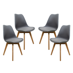 Kit 4 Cadeiras Mesa Sala de Jantar Saarinen Design Leda Wood Cinzas - 1