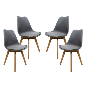 Kit 4 Cadeiras Mesa Sala de Jantar Saarinen Design Leda Wood Cinzas