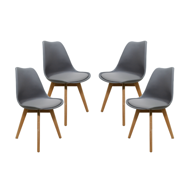 Kit 4 Cadeiras Mesa Sala de Jantar Saarinen Design Leda Wood Cinzas