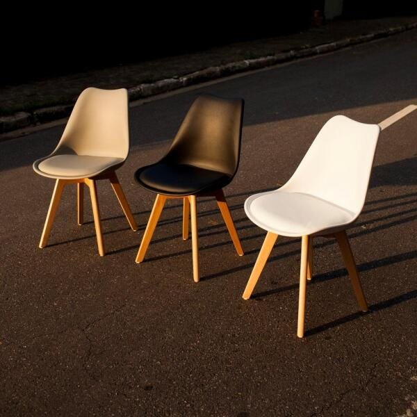 Kit 4 Cadeiras Mesa Sala de Jantar Saarinen Design Leda Wood Branca - Cinza - 4