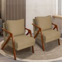 Ver imagem 2 de Kit 2 Poltrona Decorativa para Sala Recepção Consultório Reforçada em Madeira Maciça Shine Suede