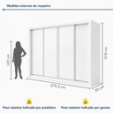 Ver imagem 3 de Guarda Roupa Casal 4 Portas de Correr e 4 Gavetas 279,3cm Premium Jade Yescasa