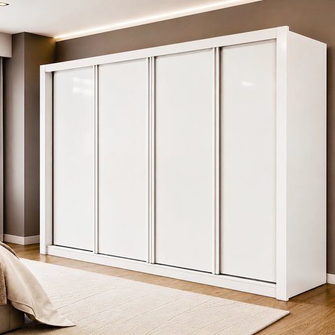 Guarda Roupa Casal 4 Portas de Correr e 4 Gavetas 279,3cm Premium Jade Yescasa