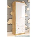 Ver imagem 2 de Guarda Roupa Infantil Júnior 2 Portas e 3 Gavetas Branco Brilho/amêndoa - Móveis Peroba