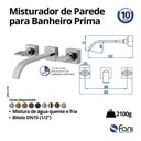 Ver imagem 6 de Misturador de Parede Lavatório Prima 1/2" D'oro Vecchio (1878 Dv-210)