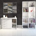 Ver imagem 1 de Escrivaninha Mesa Escritório em L e Estante Branco 4 Gavetas 10 Nichos Artany