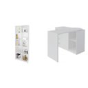 Ver imagem 2 de Escrivaninha Mesa Escritório em L 4 Gavetas e Estante 10 Nichos Espresso Móveis Branco