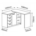 Ver imagem 5 de Escrivaninha Mesa Escritório em L 4 Gavetas e Estante 2 Prateleiras Espresso Móveis Branco