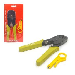Alicate Crimpador Hayom, Rj45/rj11/rj12 com Desencapador de Cabos - Ai1003 - Amarelo - 1