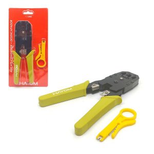 Alicate Crimpador Hayom, Rj45/rj11/rj12 com Desencapador de Cabos - Ai1003 - Amarelo
