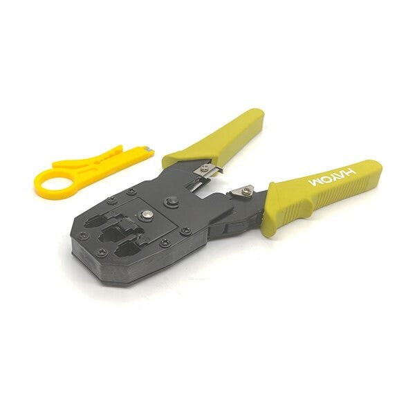 Alicate Crimpador Hayom, Rj45/Rj11/Rj12 com Desencapador de Cabos - Ai1003 - Amarelo - 2