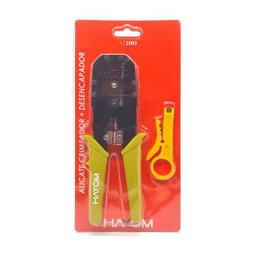 Alicate Crimpador Hayom, Rj45/rj11/rj12 com Desencapador de Cabos - Ai1003 - Amarelo - 5