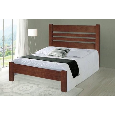 Cama Queen Size Prime de Madeira Maciça Tauari - Cor Castanho
