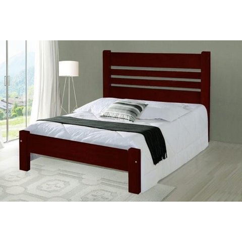 Cama Queen Size Moscou de Madeira Maciça Angelim Pedra/tauari - Cor Mogno
