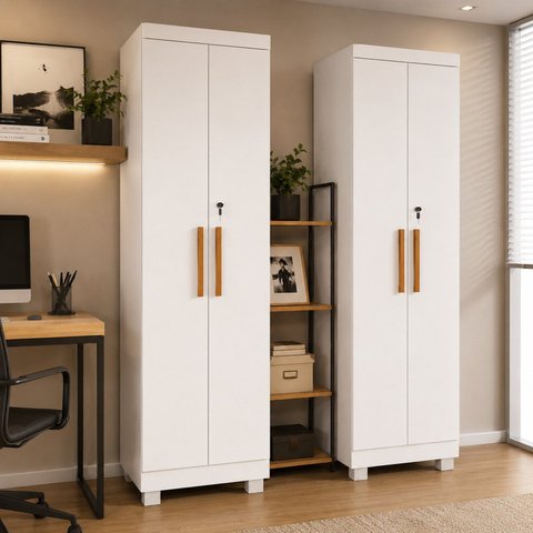 Kit 2 Armários Multiuso 2 Portas com Chave 100% MDF Toronto Yescasa