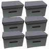 Kit 6 Caixa Organizadora para Armários Closet Roupas Rígida Empilhável Multiuso Cinza - 1