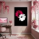 Ver imagem 1 de Quadro Decorativo Rosa e Branco 70x50cm Mold Preta