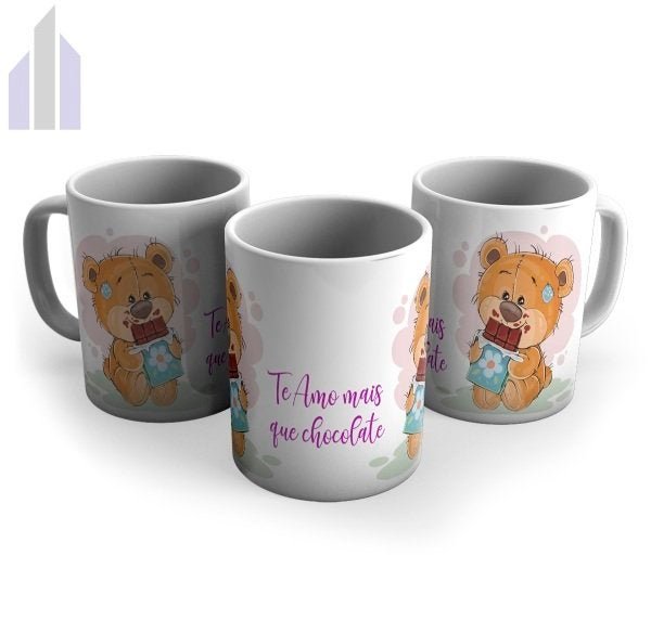 Caneca Mágica Urso com Chocolate Te Amo Mais que Chocolate - 5