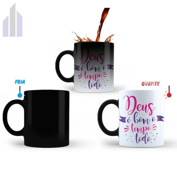 Kit Imagem Jesus Misericordioso 15cm e Caneca Mágica Deus é Bom o Tempo Todo - 3