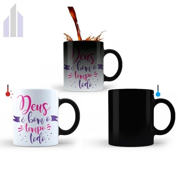 Kit Imagem Jesus Misericordioso 15cm e Caneca Mágica Deus é Bom o Tempo Todo - 4