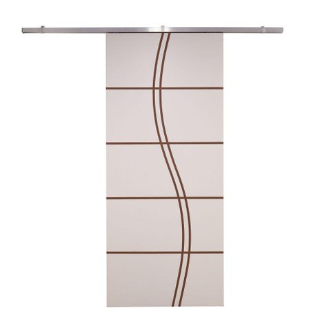 Porta de Correr Branco Prime Frisada Kit Alumínio Fs Duplo - 210x110