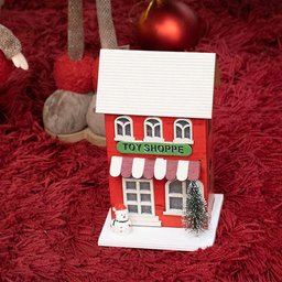 Casinha Decorativa de Natal com Led Vermelho 17x10x9 Cm F04 - D\'rossi - 3