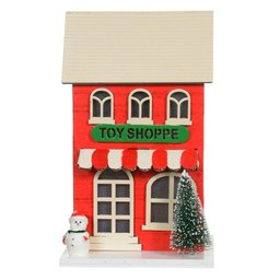 Casinha Decorativa de Natal com Led Vermelho 17x10x9 Cm F04 - D\'rossi - 5