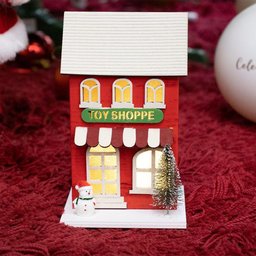 Casinha Decorativa de Natal com Led Vermelho 17x10x9 Cm F04 - D\'rossi - 4