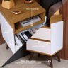 Mesa de Cabeceira Verona com 2 Gavetas Pés Retro Moderna para Quarto - Branco com Nature - 5