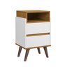 Mesa de Cabeceira Verona com 2 Gavetas Pés Retro Moderna para Quarto - Branco com Nature - 3