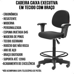 Cadeira Executiva Caixa Alta com Braço - Marrom C/ Preto - 5