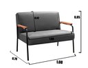 Ver imagem 6 de Kit Namoradeira + 2 Poltronas Jade Braços Metal Decoração Recepção Sala - Suede Cinza