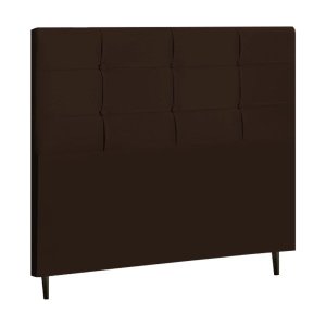 Cabeceira Style Estofada Com Botão de Tecido para Cama Box Casal King Size 195Cm Marrom - JBE Móveis