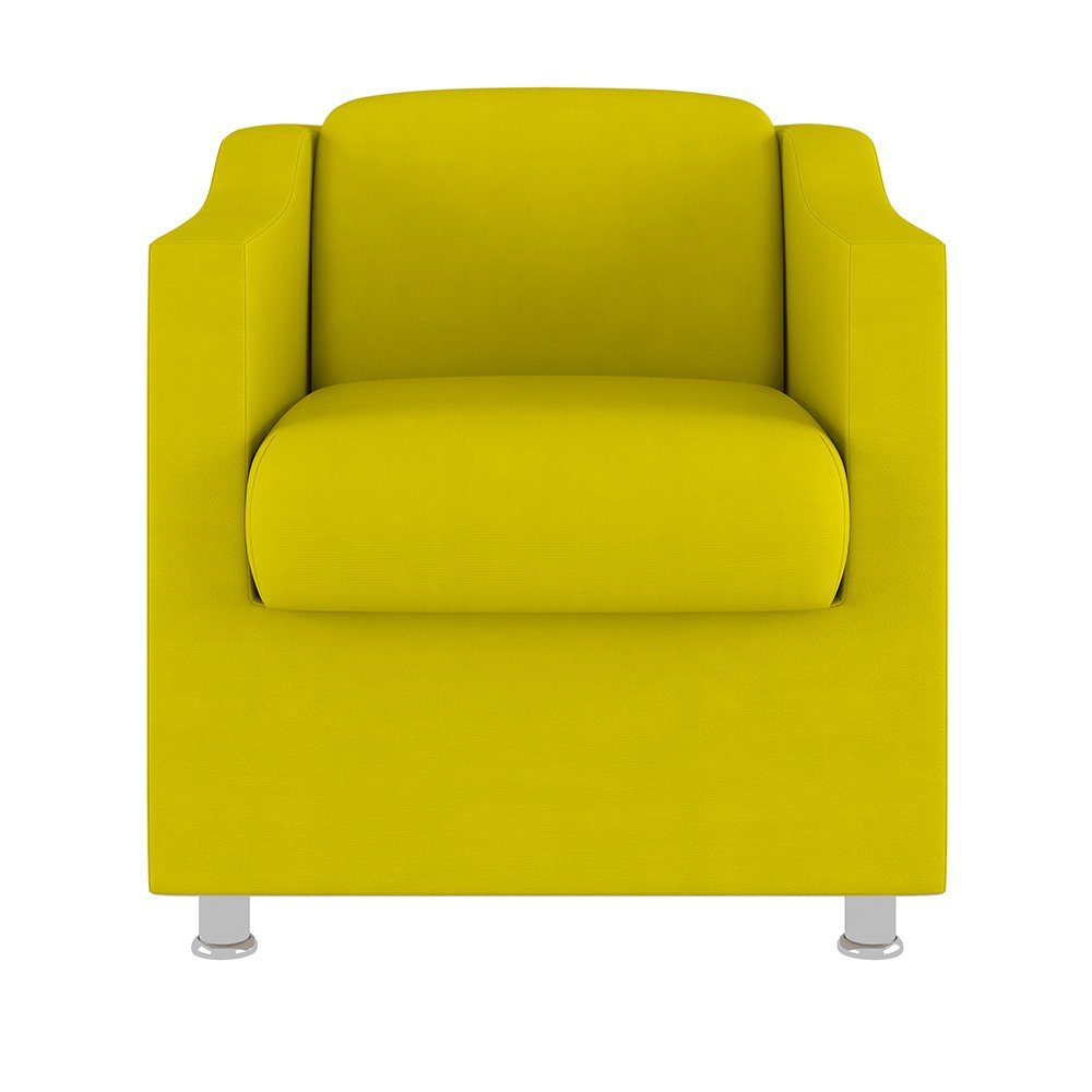 Cadeira Poltrona Decorativa Recepção Hospital Tecido Suede Cor:Amarelo - 3