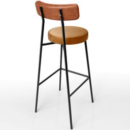 Kit 02 Banquetas Alta Bar Cozinha Sala De Jantar Milão L02 Couríssimo Camel Whisky - Lyam Decor - 7